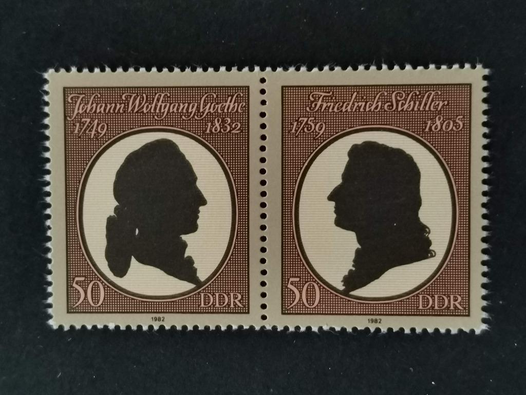DDR 1982 - Goethe en Schiller - samenhangend - uit BLOK **, Ophalen of Verzenden, DDR, Postfris
