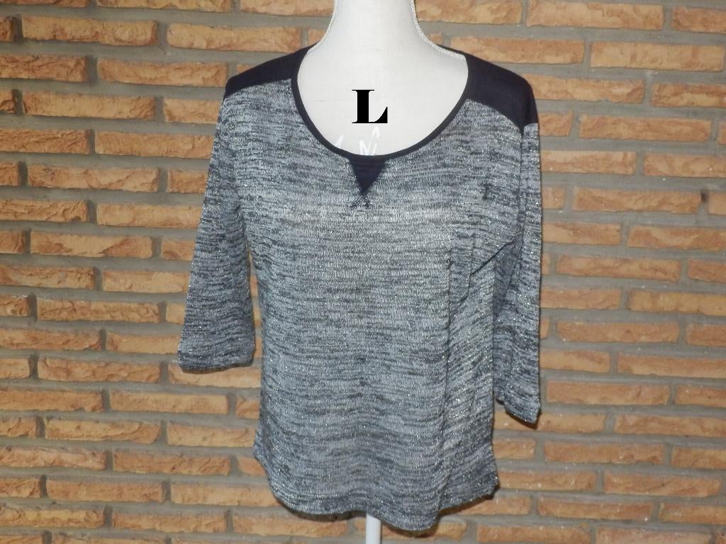 (112) - blouse femme t.40 noir gris argenté - lulu love -, Kleding | Dames, Maat 38/40 (M), Zwart, Ophalen of Verzenden, Zo goed als nieuw