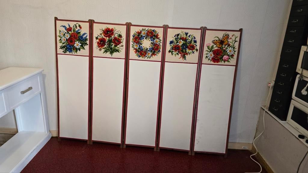 vintage kamerscherm met vijf delen in perfecte staat, Huis en Inrichting, Woonaccessoires | Kamerschermen, Ophalen of Verzenden