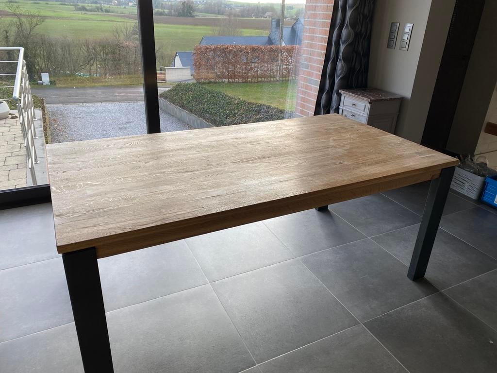 Table en chêne H&H avec allonge, Enlèvement, Comme neuf, Chêne
