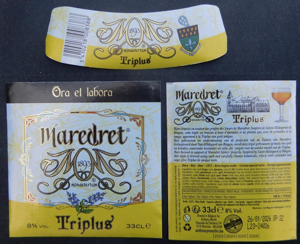 Étiquette de bière Maredret Triplus Br. Antony Martin (10p7), Envoi, Utilisé