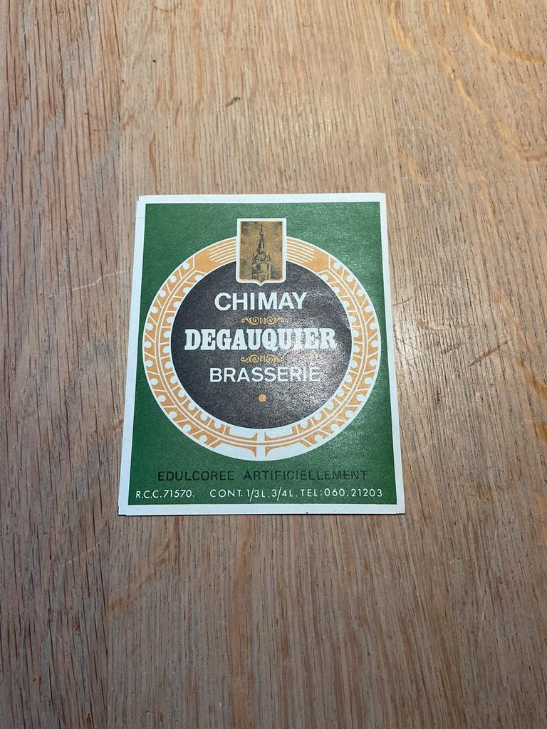 Étiquette bière brasserie Degauquier Chimay, Collections, Marques de bière, Enlèvement ou Envoi, Comme neuf