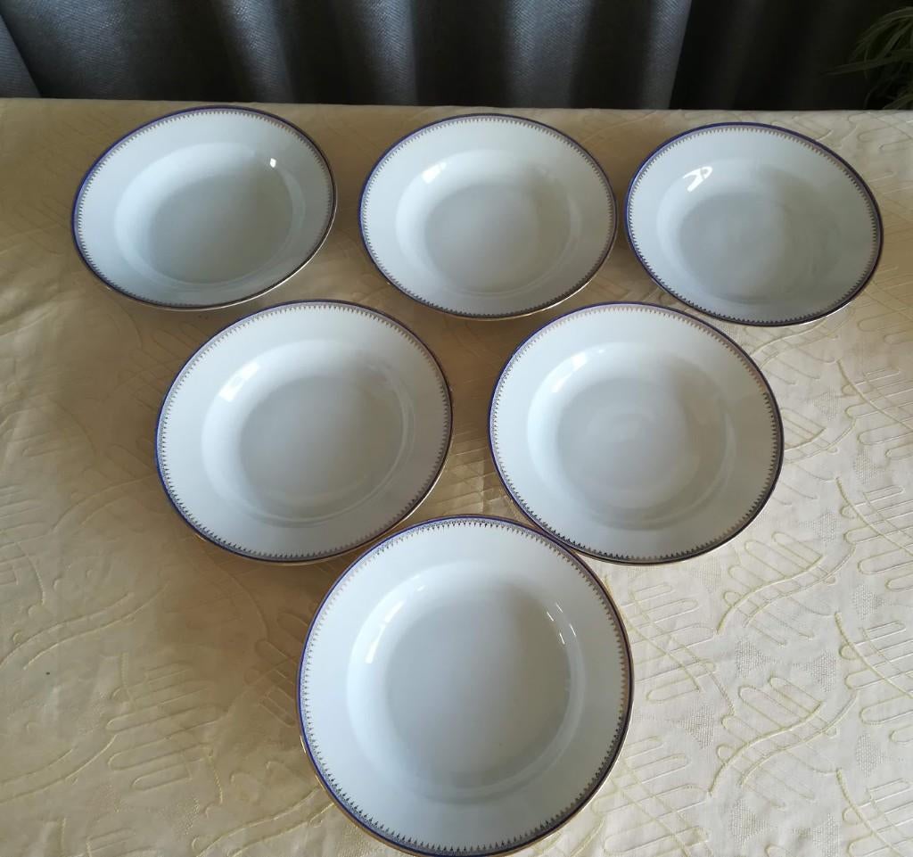 6 diepe borden met gouden rand Johann Seltmann Bavaria, Enlèvement ou Envoi, Utilisé, Porcelaine, Assiettes(s)