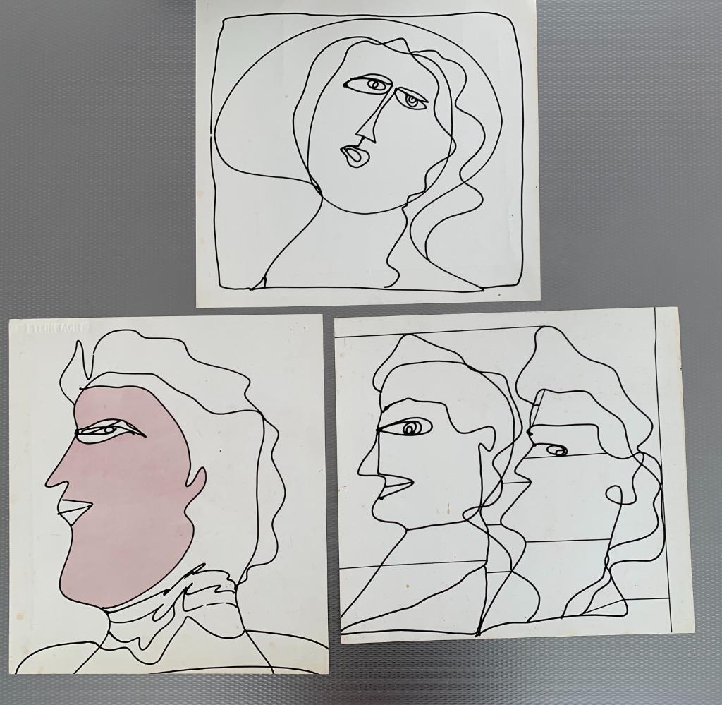 Jeanine Behaeghel - Lot van 3 tekeningen, Antiek en Kunst, Ophalen of Verzenden