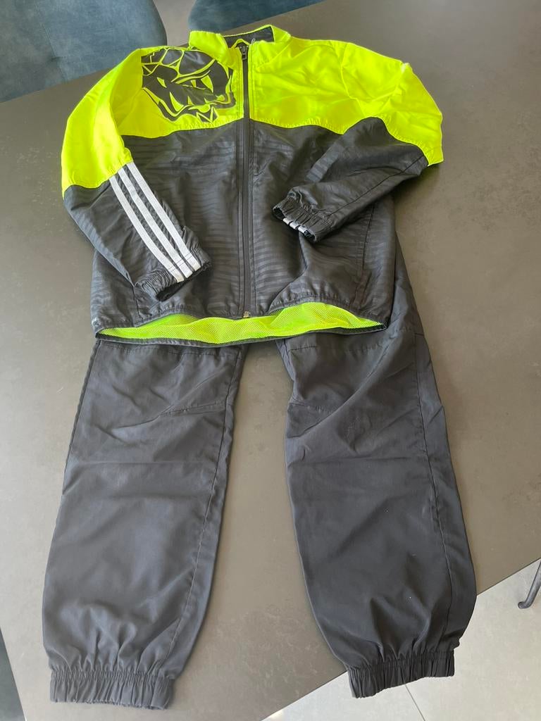 Adidas zwart met fluogeel trainingspak climalite maat 152., Adidas, Gebruikt, Sport- of Zwemkleding, Ophalen of Verzenden