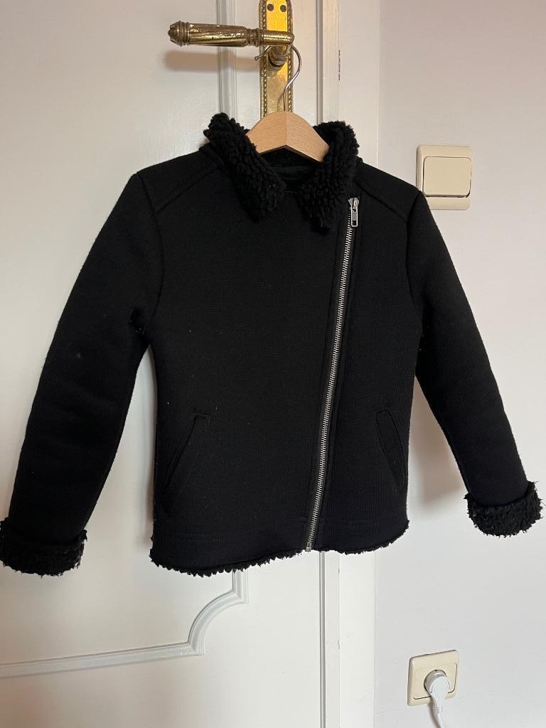 Veste style perfecto noire doublée faux mouton - 5A, Enlèvement, Utilisé, Garçon ou Fille, Pull ou Veste