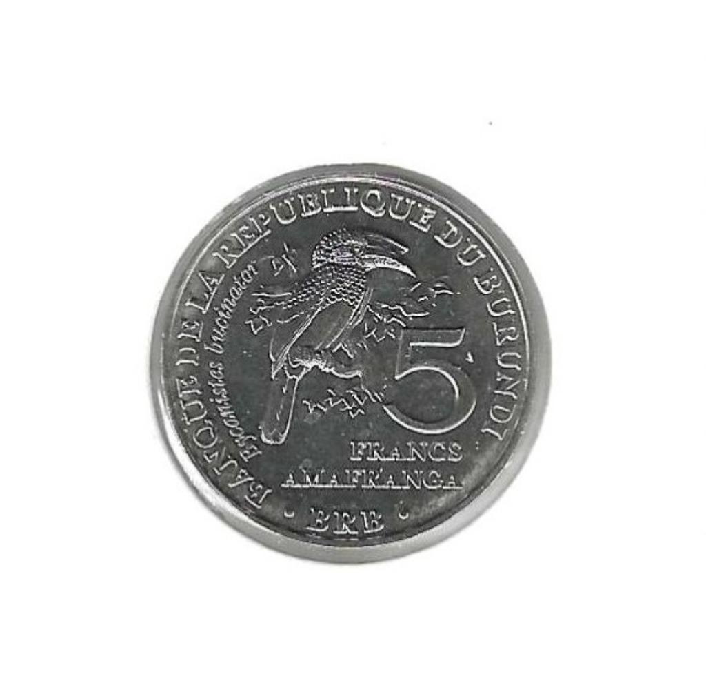 Burundi, 5 Francs 2014, Bycanistes bucinator., Postzegels en Munten, Munten | Afrika, Ophalen of Verzenden, Burundi, Losse munt