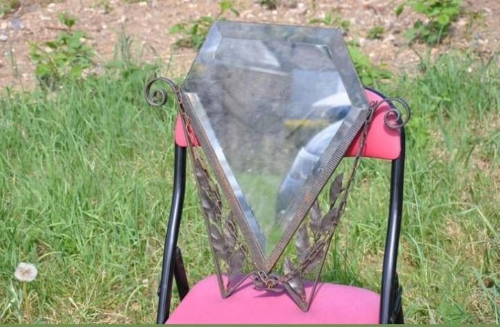 § miroir art deco fer forgé forme pentagone, Ophalen of Verzenden, Overige vormen