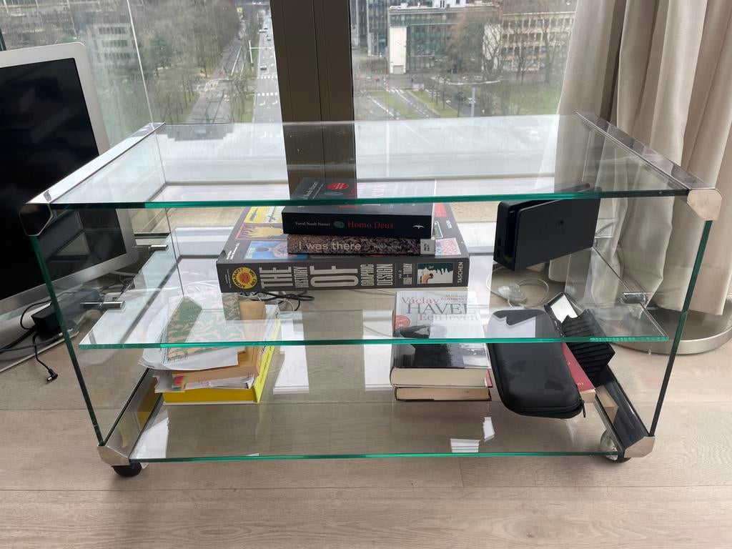 Table basse vintage au design italien de Gallotti & Radice, Moins de 50 cm, Verre, 50 à 100 cm, Enlèvement