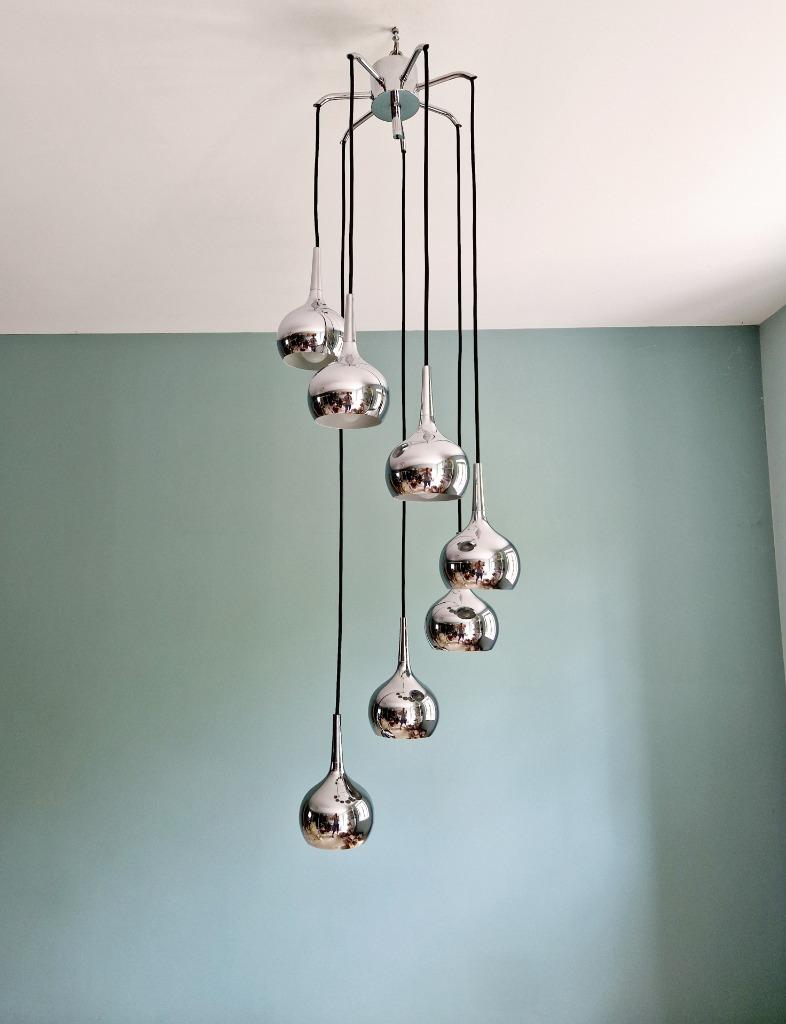 Grand lustre cascade, design Hans-Agne Jakobsson, 1960-70, Antiquités & Art, Enlèvement