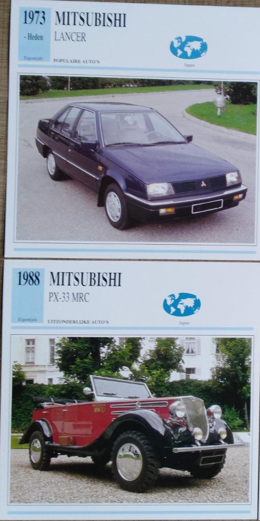 2 verzamelkaarten: automerk Mitsubishi, Collections, Enlèvement ou Envoi, Comme neuf, Voitures