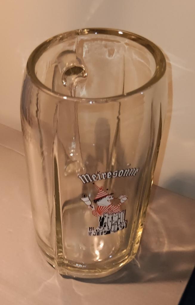 bierfeesten meiresonne 1 liter pot  ' 57/ ' 59, Verzamelen, Ophalen of Verzenden, Gebruikt, Glas of Glazen, Overige merken