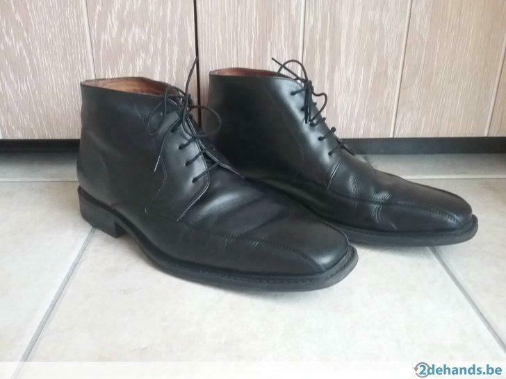 Klassieke herenschoen hoog model maat 44, Ophalen of Verzenden, Gedragen, Zwart, Veterschoenen