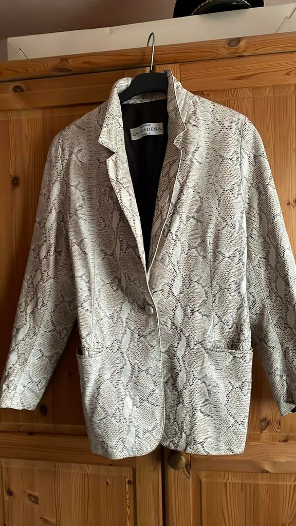 Ecru bruin lederen blazer zonder maatlabel, Kleding | Dames, Ophalen of Verzenden, Zo goed als nieuw