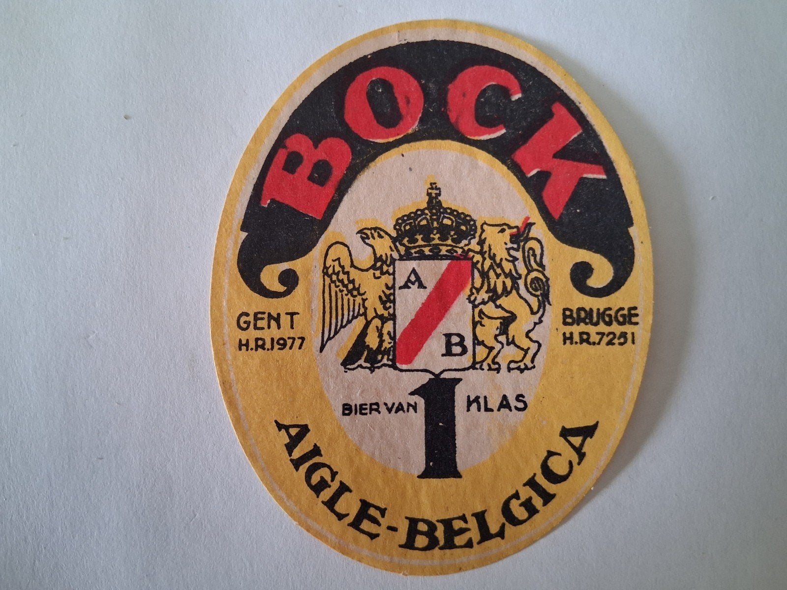 oud bieretiket België Aigle Belgica Bock, Verzamelen, Verzenden, Gebruikt, Overige typen, Overige merken