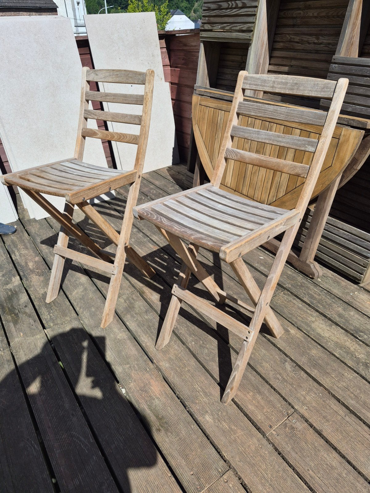 Paar opvouwbare krukken van exotisch hout, Ophalen, Hout