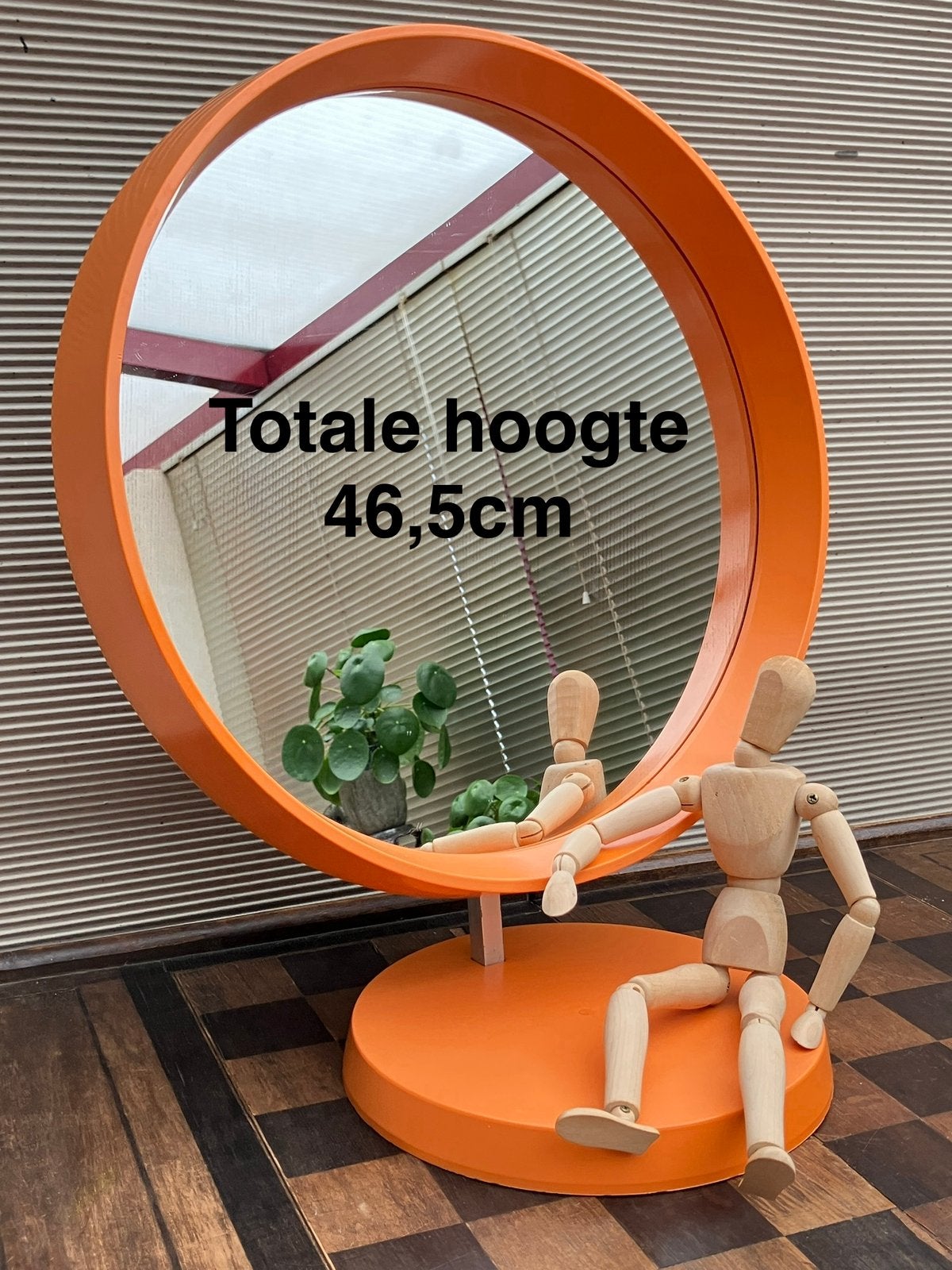 Vintage spiegel - Termotex Denmark, Minder dan 50 cm, Gebruikt, Rond, Ophalen of Verzenden