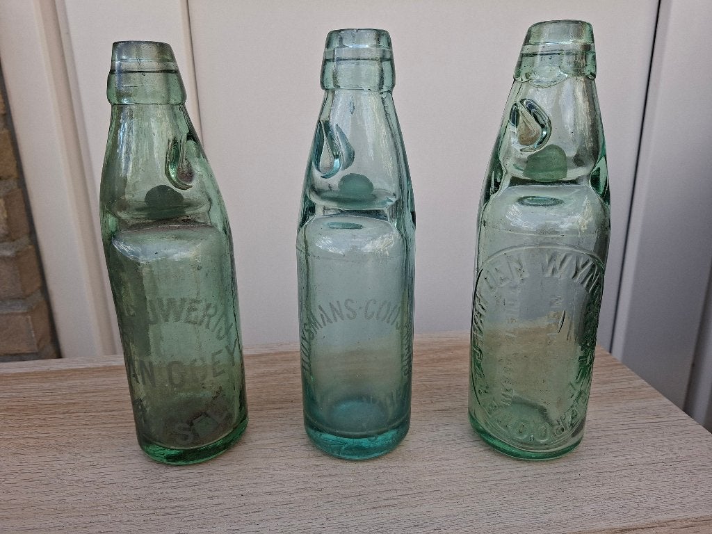 3 oude kogelflessen, Ophalen of Verzenden, Gebruikt, Flesje(s), Overige merken