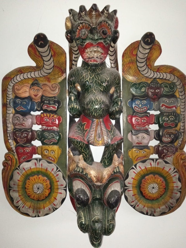 Magnifique masque Sanni Yakuma Sri Lanka, Autres styles, Bois, Asie, Masque
