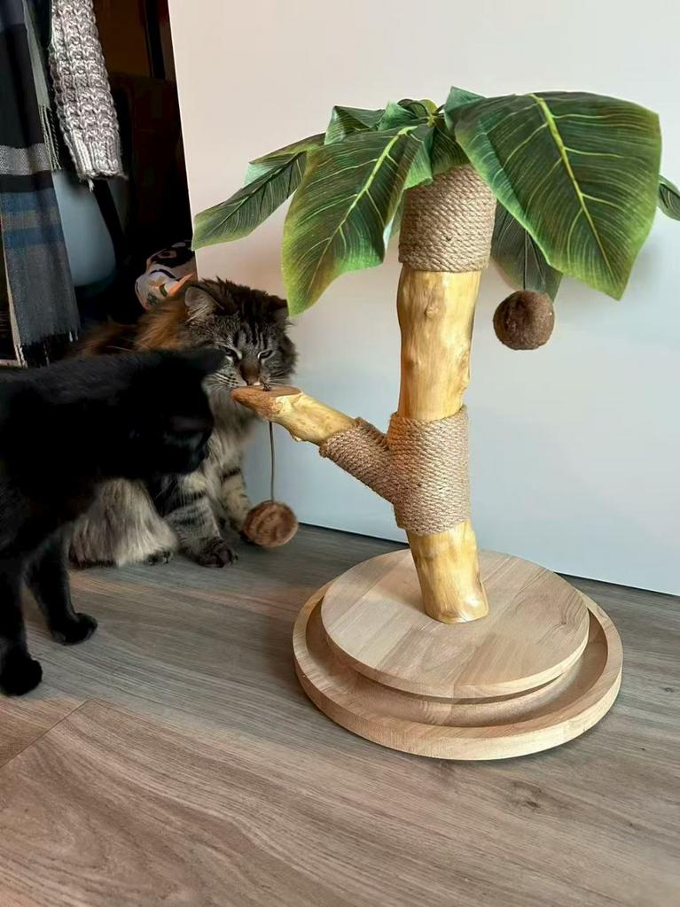Massief houten katten krabpaal palmboom 45cm – nieuw, Dieren en Toebehoren, Ophalen of Verzenden, Zo goed als nieuw