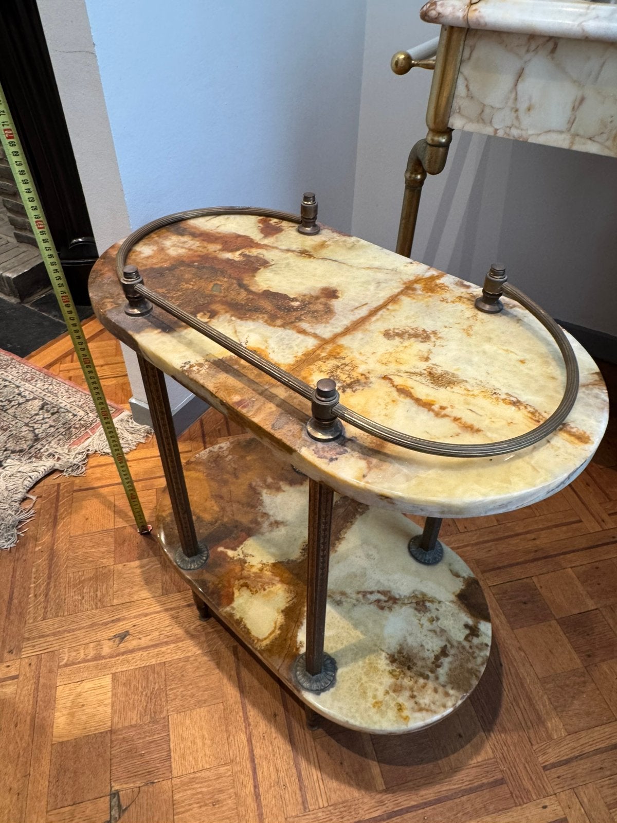 Bijzettafel, Marmer et koper, 45 à 60 cm, Enlèvement, Utilisé