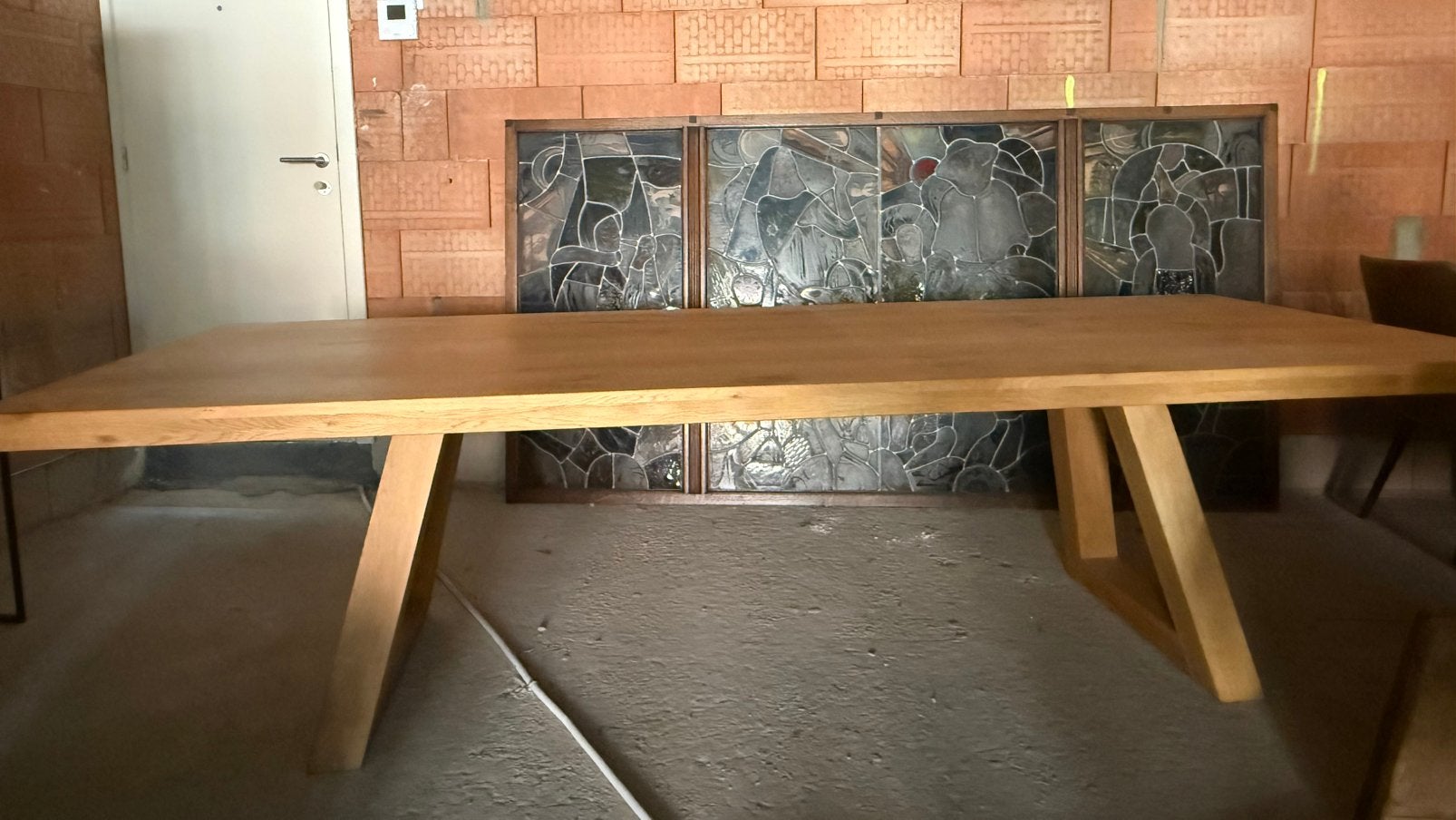 Grote houten eettafel, Huis en Inrichting, Tafels | Eettafels, Ophalen, 100 tot 150 cm, Eikenhout, 200 cm of meer