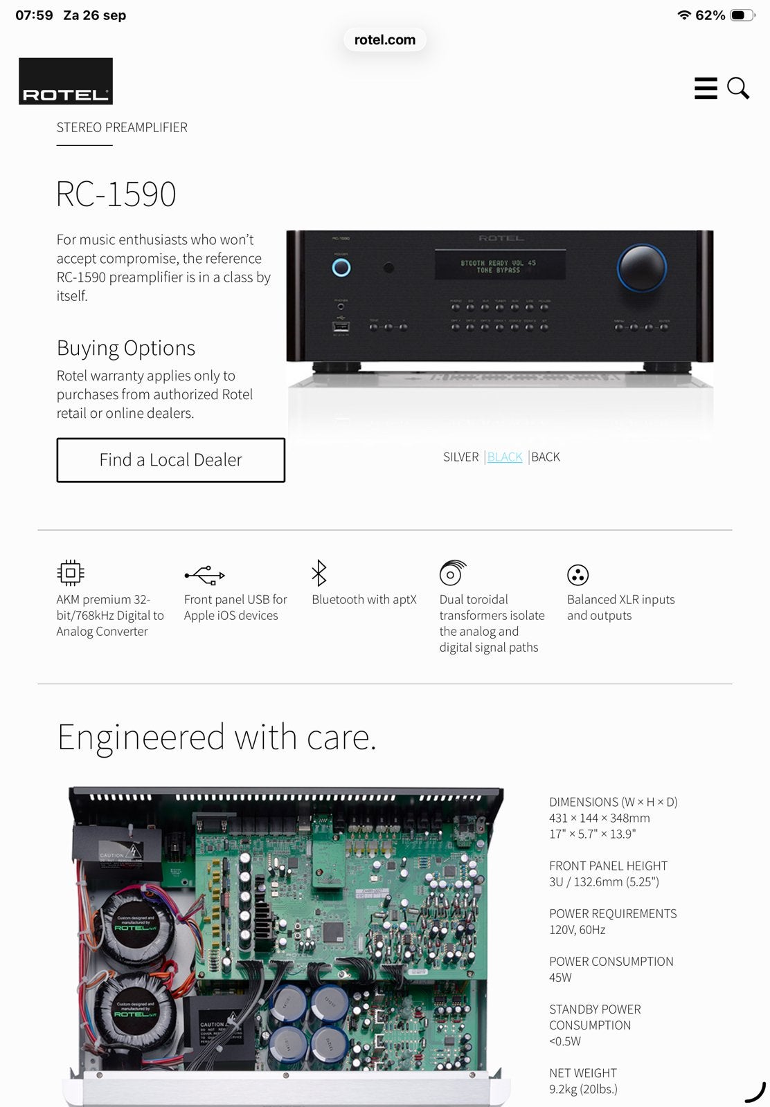 Rotel RC-1590 /RB-1590, Audio, Tv en Foto, Ophalen, Zo goed als nieuw
