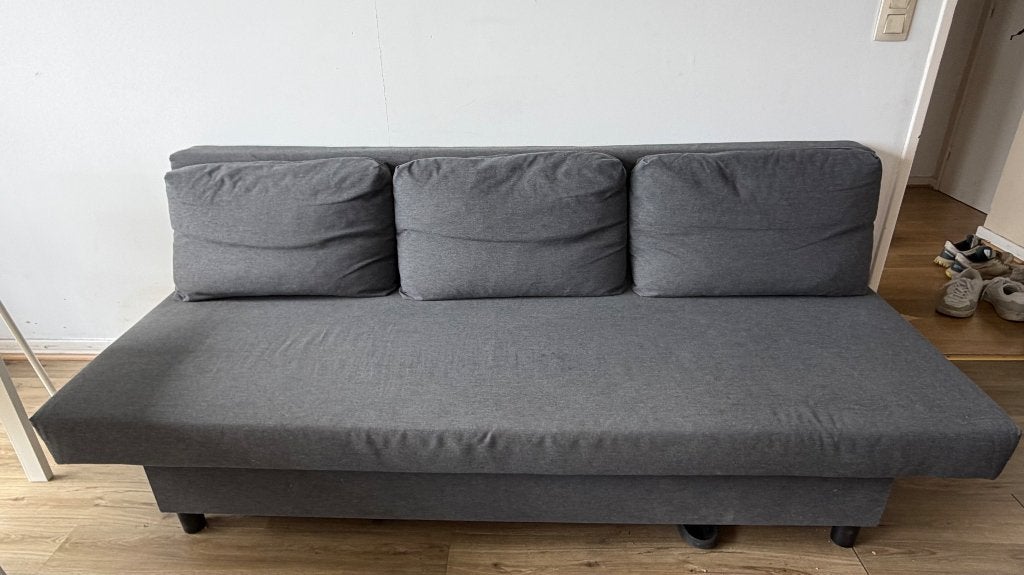 Canapé-lit convertible gris ikéa avec coffre de rangement, Gris, 140 cm, Enlèvement, Utilisé