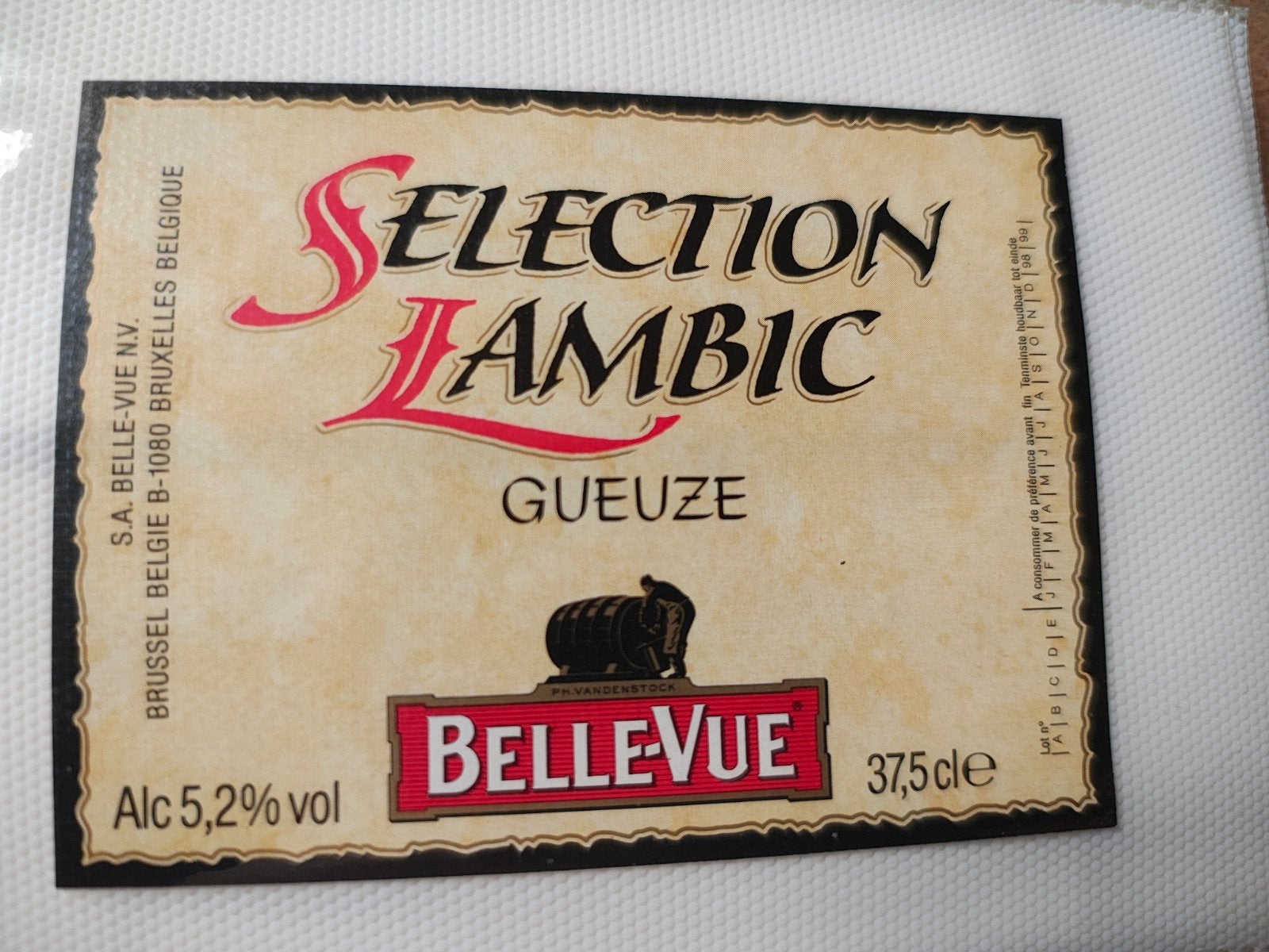 Étiquette de bière : GUEUZE Belle-Vue 37,5cl, Enlèvement ou Envoi, Neuf, Autres marques