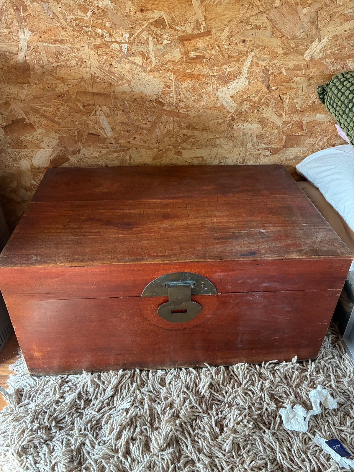 Grande boîte de rangement vintage en bois, Maison & Meubles, 50 à 100 cm, Enlèvement, Utilisé, 100 à 125 cm