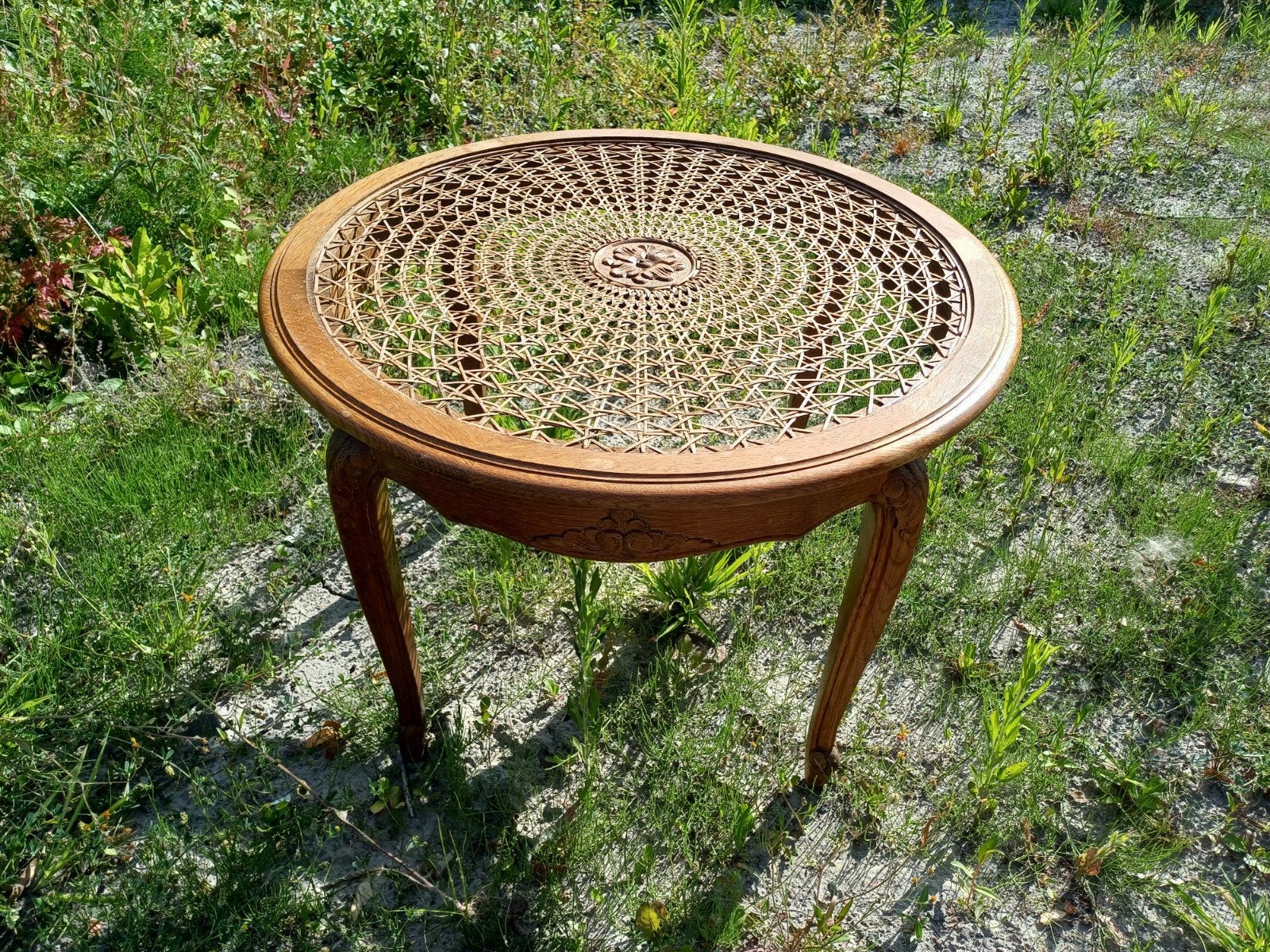 Franse Vintage Louis XV-stijl salontafel, Huis en Inrichting, Ophalen, 50 – 75, Glas, Gebruikt