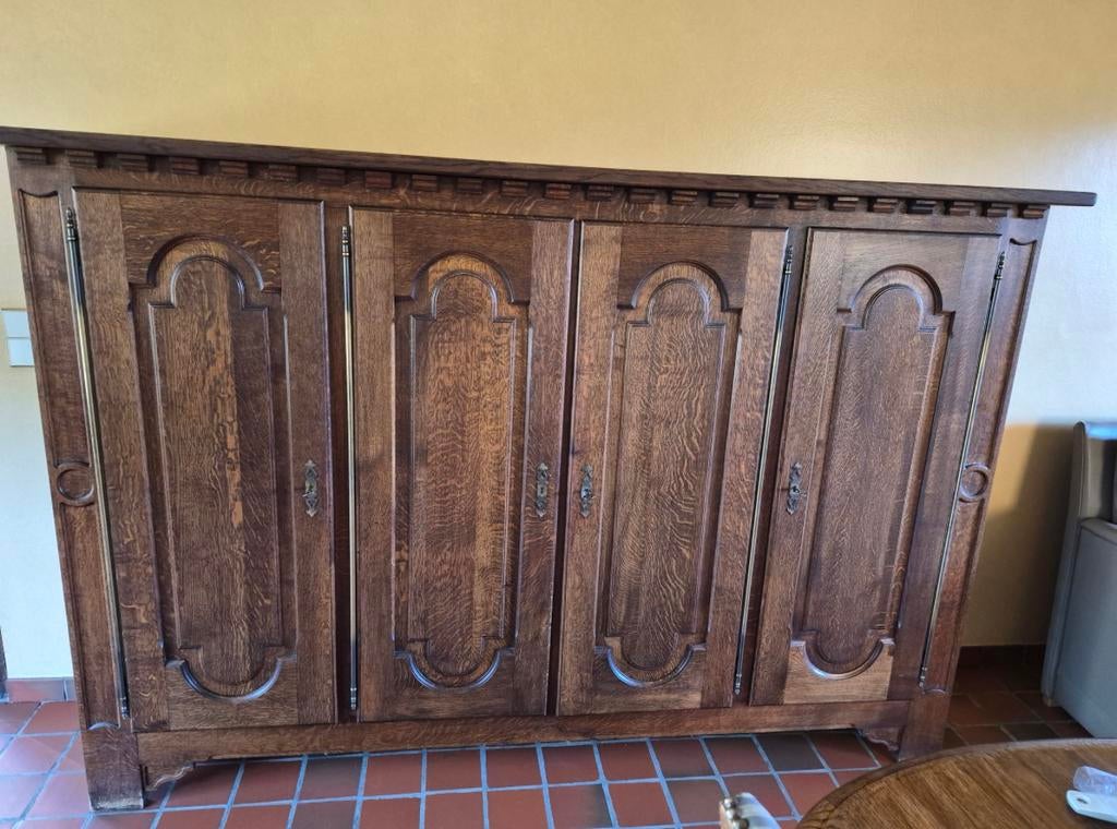 Massieve eiken wandkast, Antiek en Kunst, Ophalen