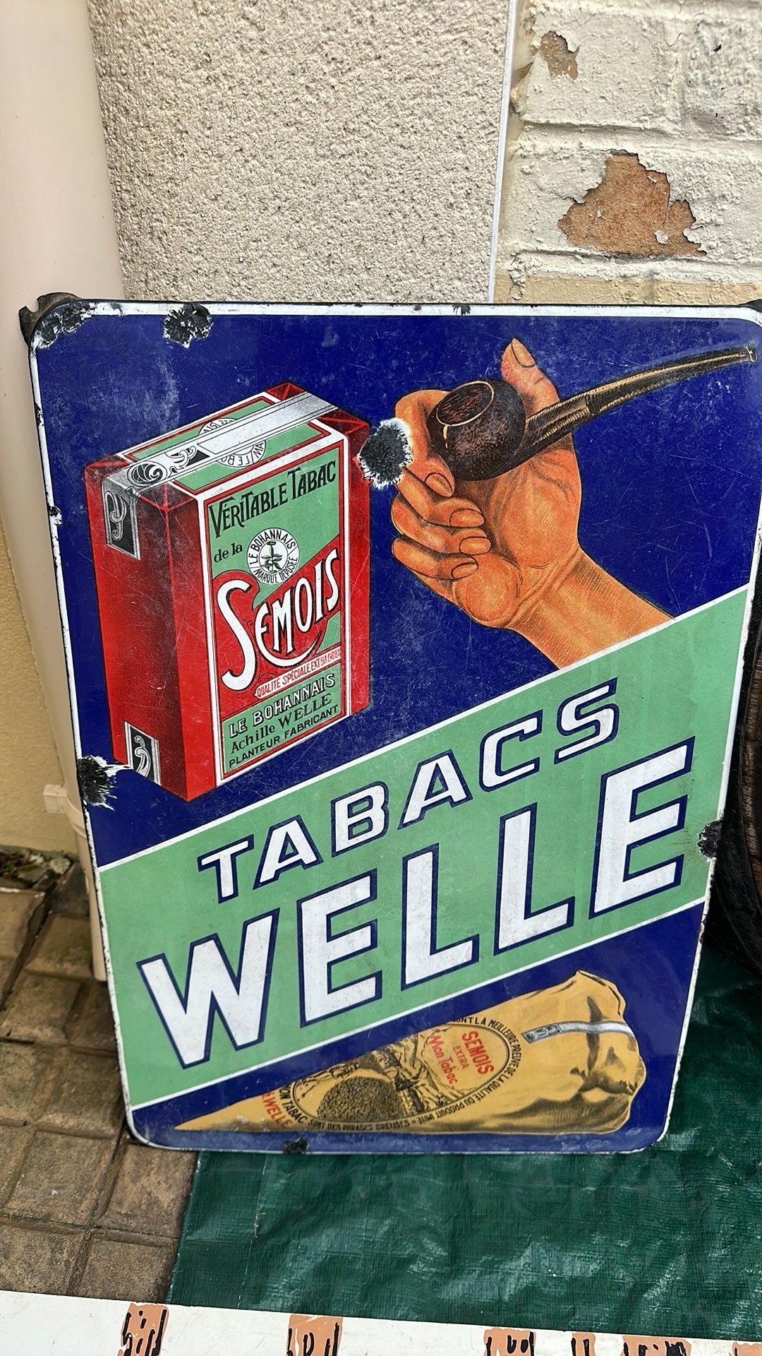 Plaque émaillée Tabac Welle 1939, Enlèvement, Utilisé, Panneau publicitaire