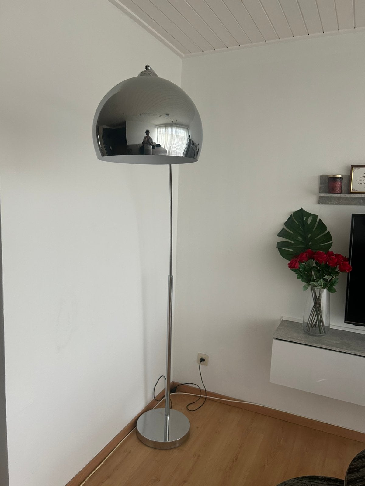 Design vloerlamp in chroom/zilver, Huis en Inrichting, Ophalen, Zo goed als nieuw