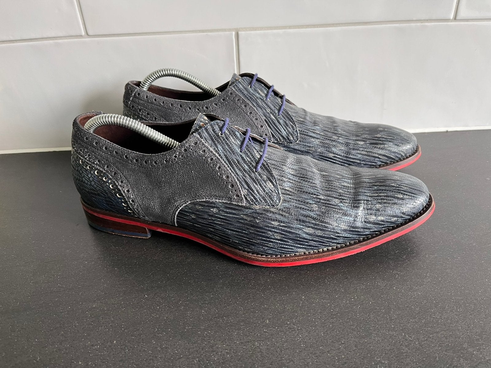 Floris van Bommel herenschoenen maat 9.5 / 43.5, Blauw, Ophalen of Verzenden, Zo goed als nieuw, Veterschoenen