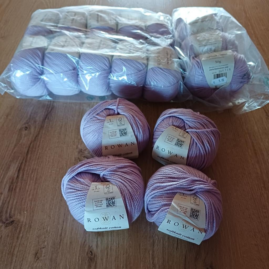 Rowan softknit cotton, hoge kwaliteit katoen, prachtige lila, Hobby en Vrije tijd, Breien en Haken, Ophalen of Verzenden, Breien