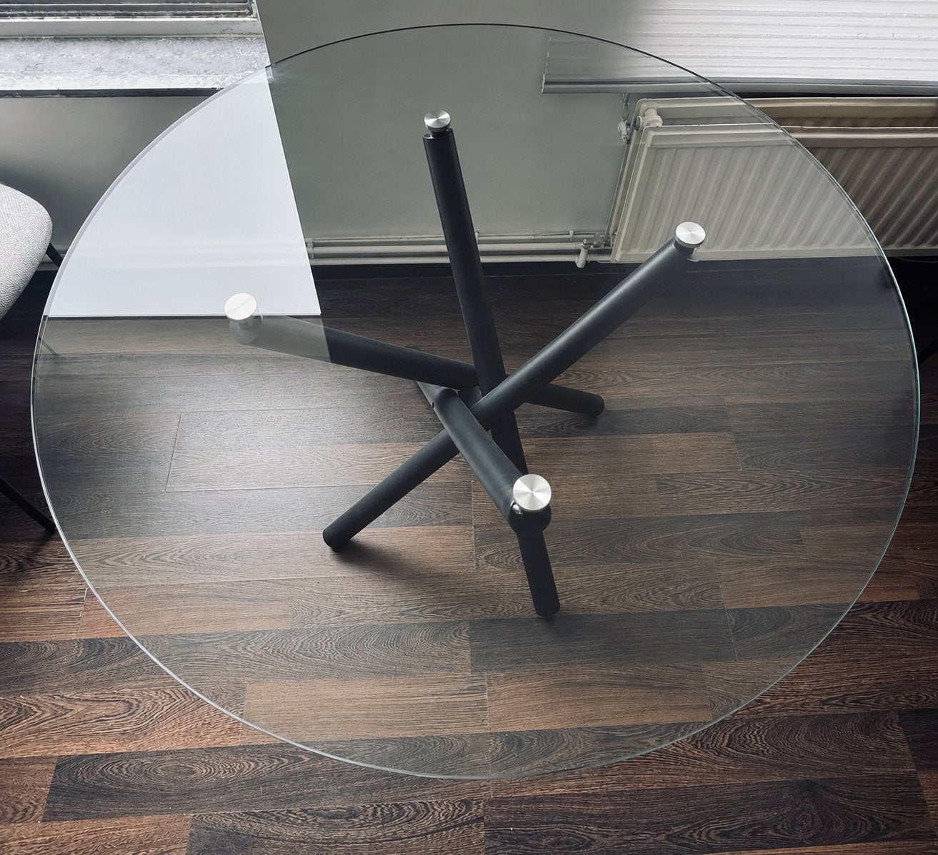 Table à manger, diametre  1,10m, Maison & Meubles, 100 à 150 cm, Cinq personnes ou plus, Verre, Rond
