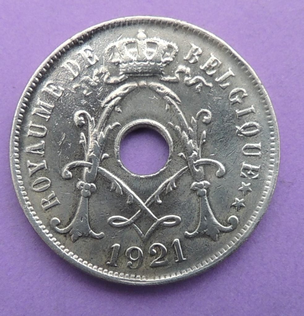 1921 25 centimes FR Albert 1er, Verzenden, Metaal, Losse munt