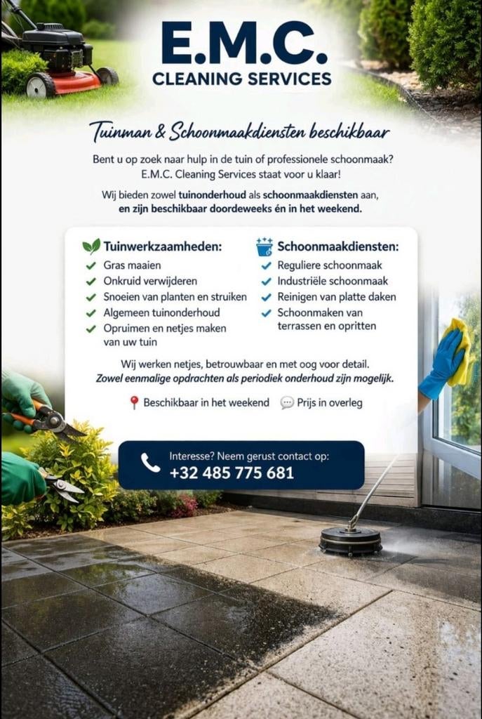 Tuinman / groendienst en schoonmaakdiensten
