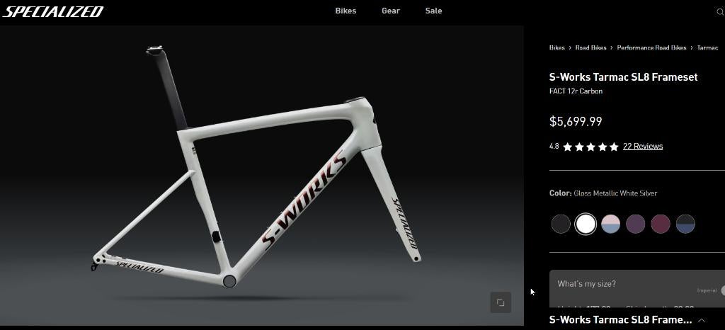 Sworks Tarmac SL8 frameset maat 56 L - NIEUW in de doos, Fietsen en Brommers, Ophalen of Verzenden, Nieuw