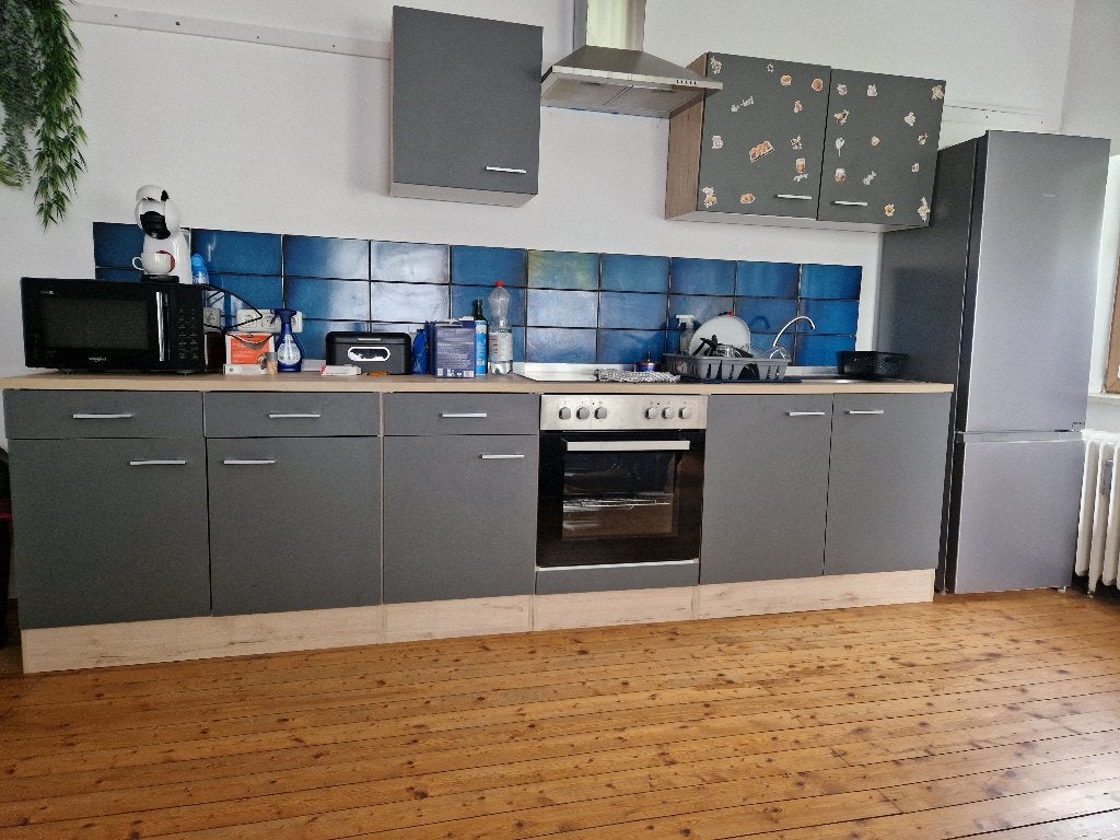Cuisine avec frigo 750e, Huis en Inrichting, Ophalen, Nieuw, Grijs, Hout