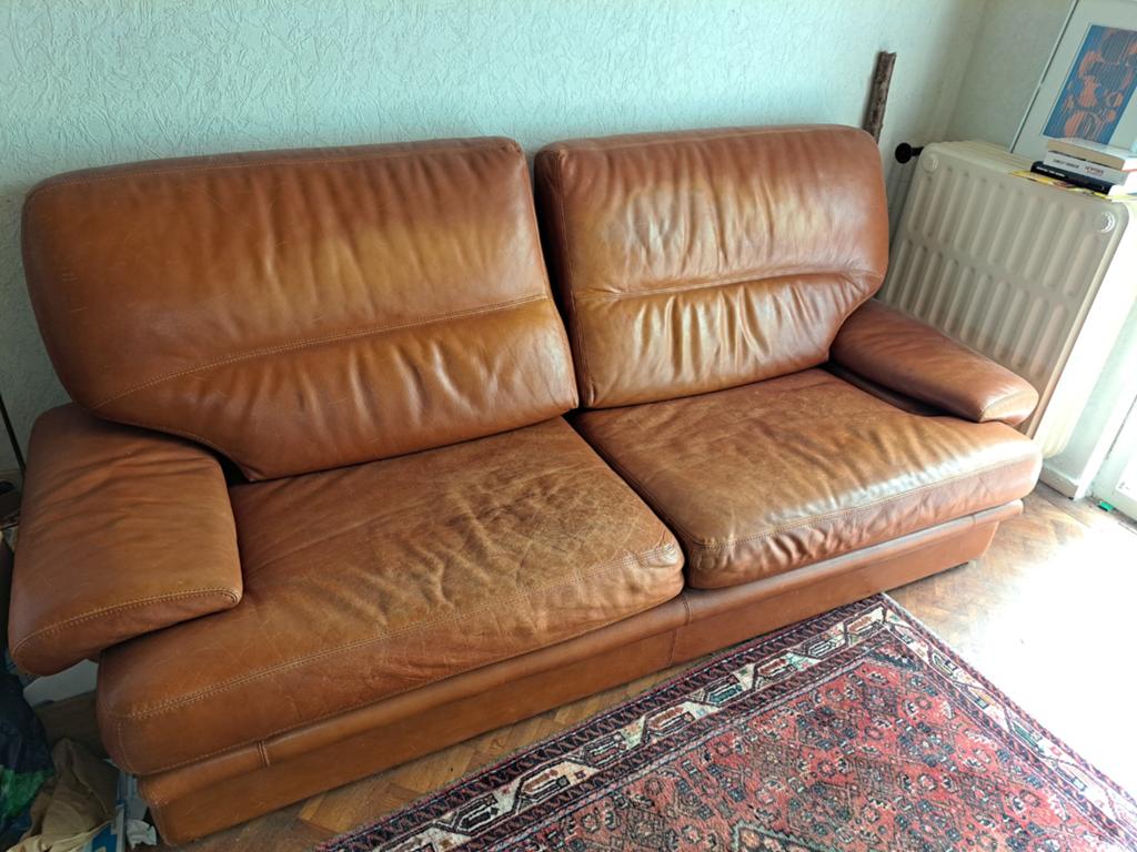 Canapé en cuir 2 places longueur 2 mètres Roche Bobois 40 eu, Enlèvement, Cuir