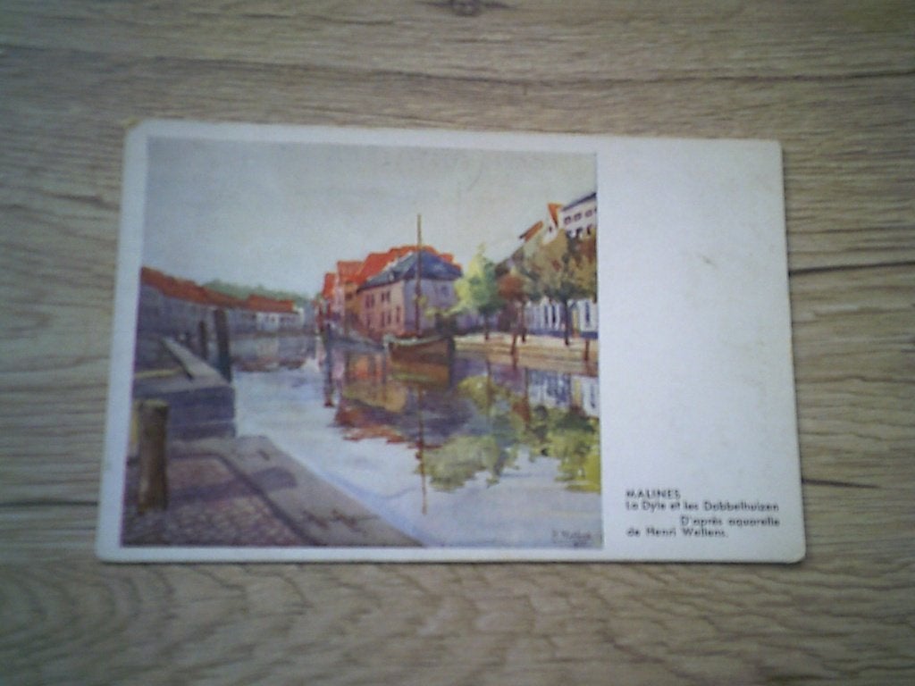 MECHELEN: La Dyle et les Dobbelhuizen - Aquarelle de Wellens, Ophalen of Verzenden, Voor 1920, Ongelopen, Antwerpen