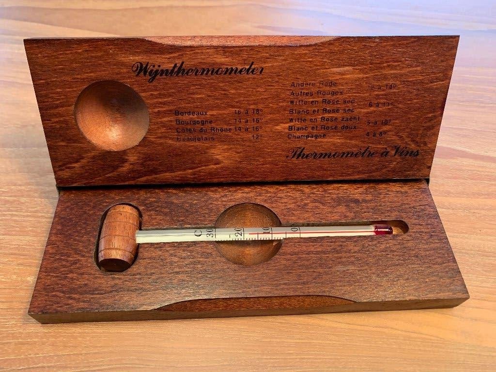 wijn thermometer in houten doosje, Ophalen of Verzenden, Nieuw