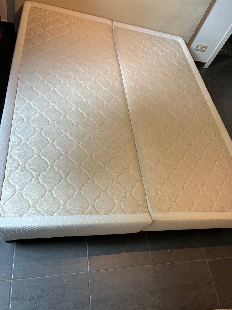 Boxspring 160 x 200 – 2 x 80 x 200 – met matras en dekmatras, Huis en Inrichting, Ophalen, Gebruikt, Tweepersoons, 160 cm