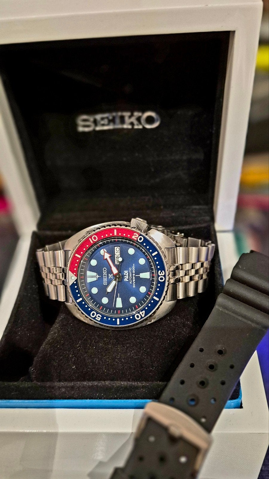 seiko turtle diver Pepsi automatic nieuwstaat, Ophalen of Verzenden, Breitling