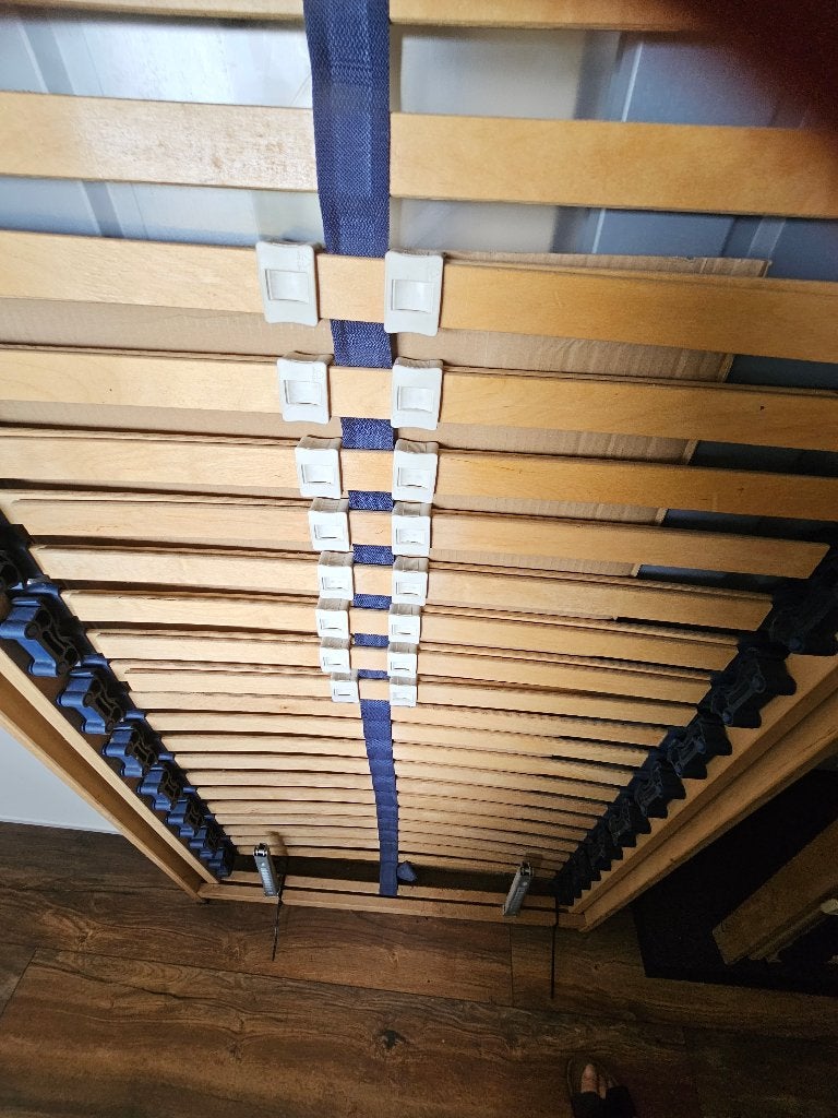 2 verstelbare lattenbodems, Ophalen, 90 cm, Eenpersoons, Zo goed als nieuw