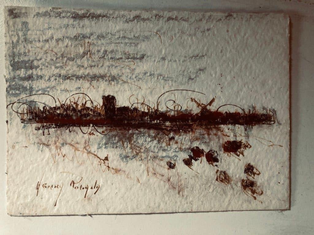 Henry Roland     stadsgezicht Damme, Enlèvement, Signé, Paysage urbain