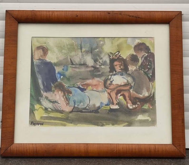 Aquarelle monogramme Frans masereel, Enlèvement ou Envoi, Aquarelle