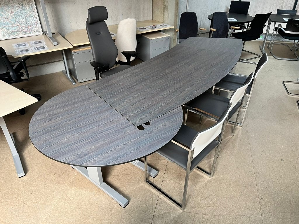 Directiebureau Pami 335x95/120 cm | Hoogte Instelbaar, Huis en Inrichting, Bureaus, Ophalen, Gebruikt, In hoogte verstelbaar, Grijs
